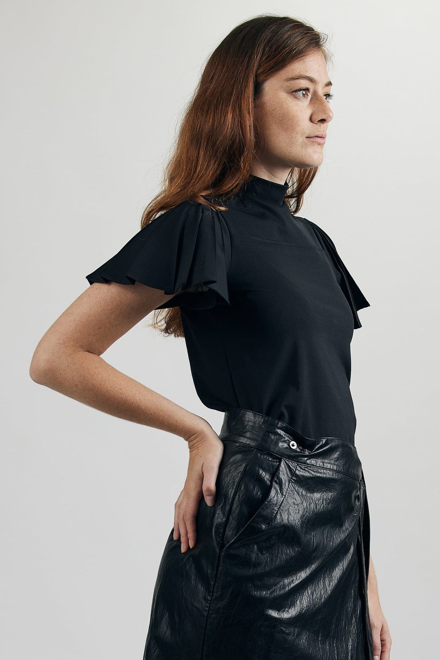 Pleated T - Black