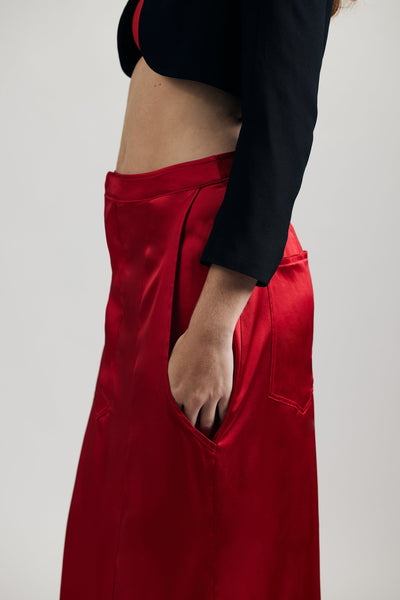 Silk Skater Skirt - Red