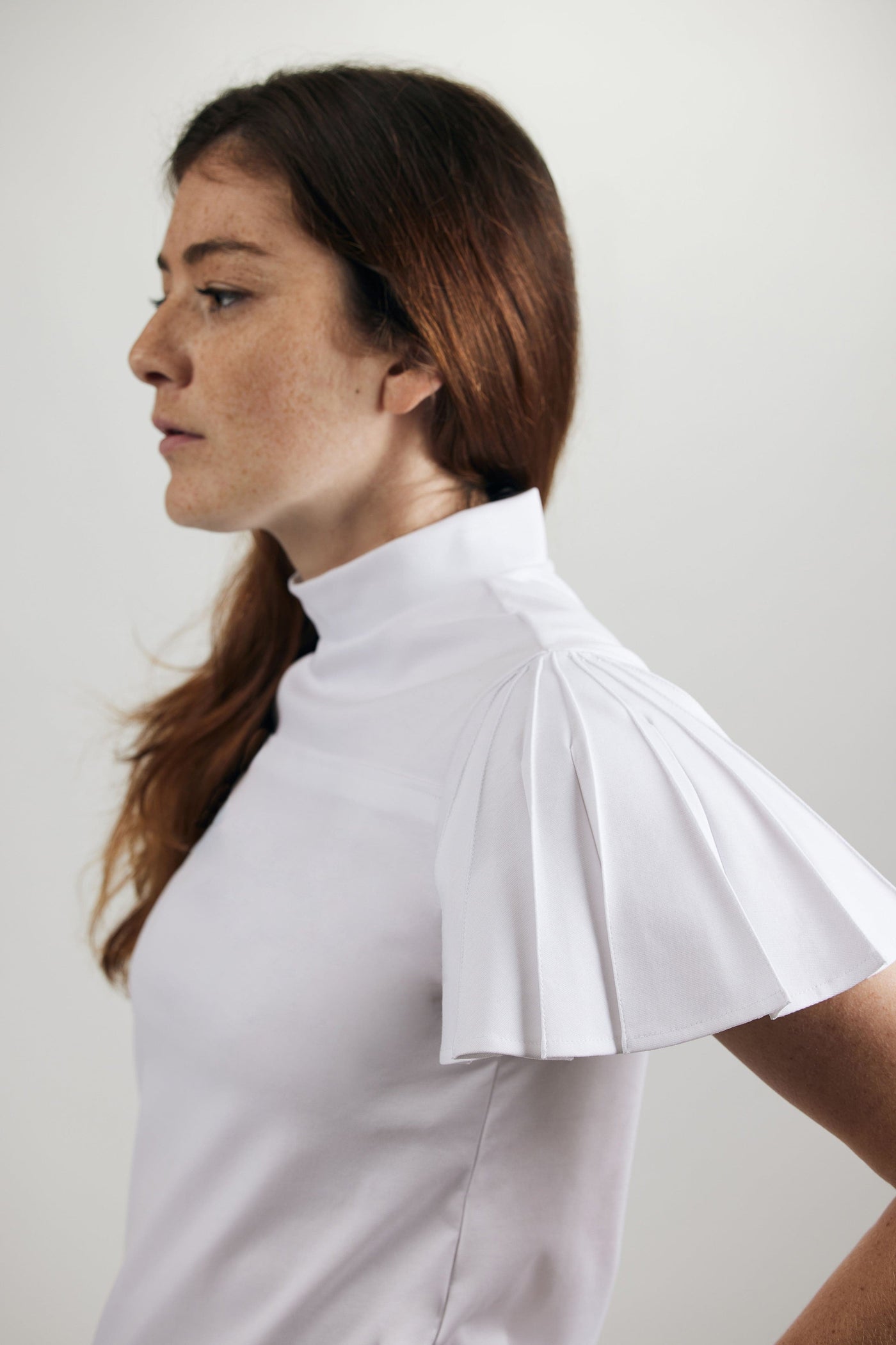 Pleated T- Optic White