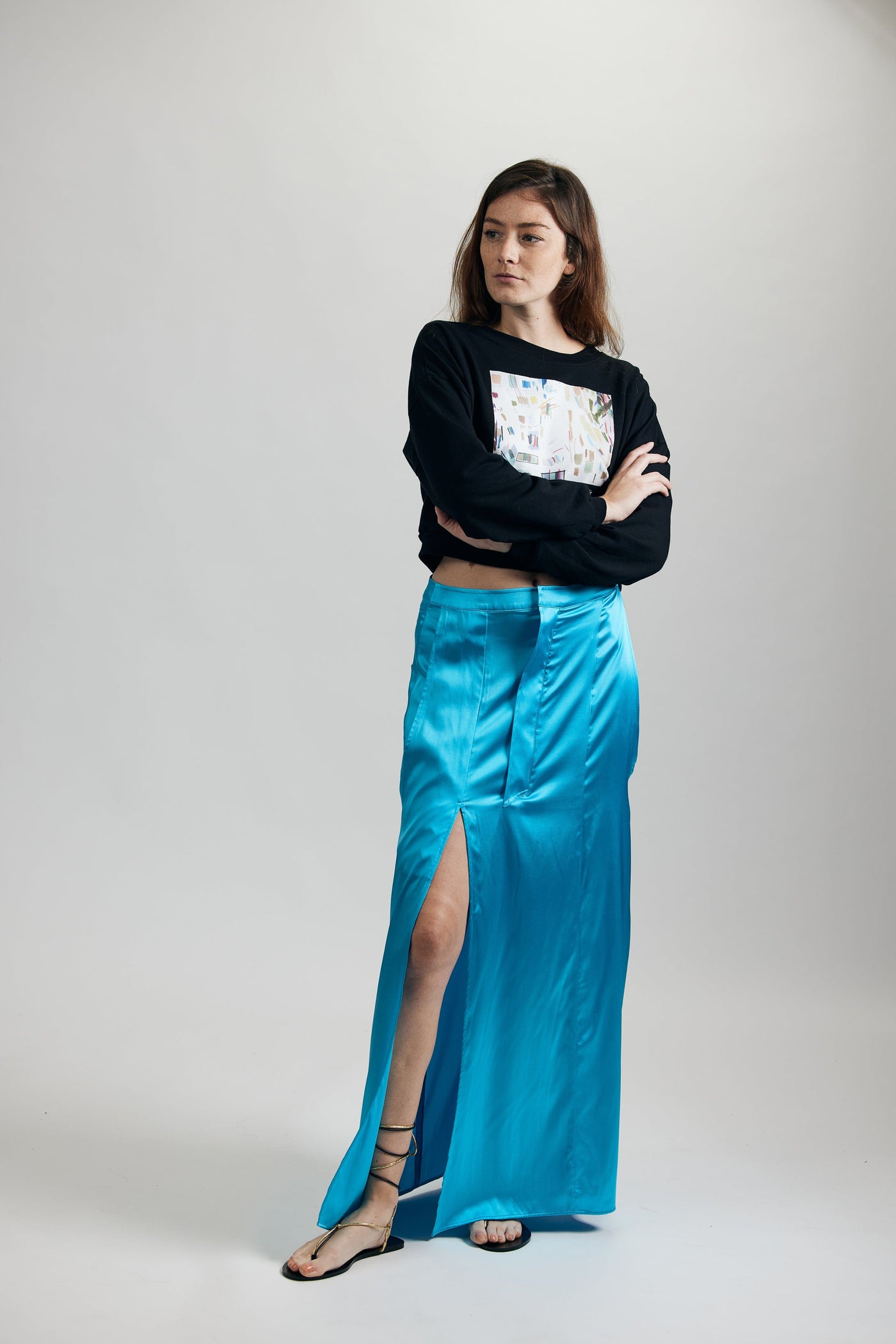 Silk Skater Skirt - Acqua