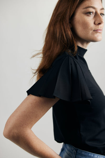 Pleated T - Black