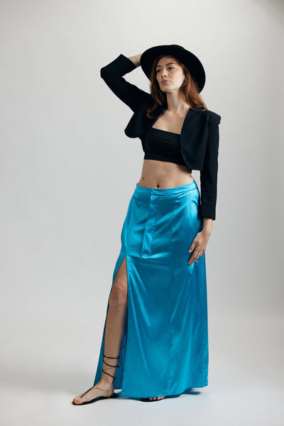 Silk Skater Skirt - Acqua