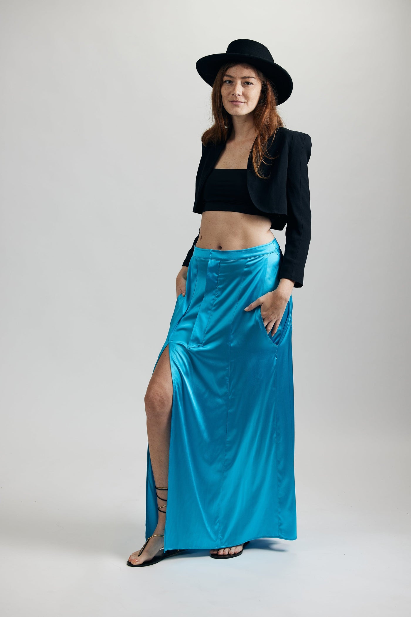 Silk Skater Skirt - Acqua