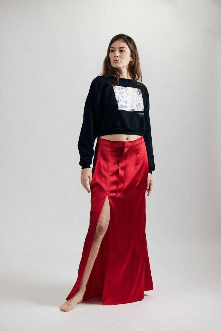 Silk Skater Skirt - Red